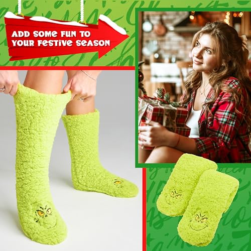Image of The Grinch Womens Slipper Socks, No Slip Socks - Perfect Gifts for Her