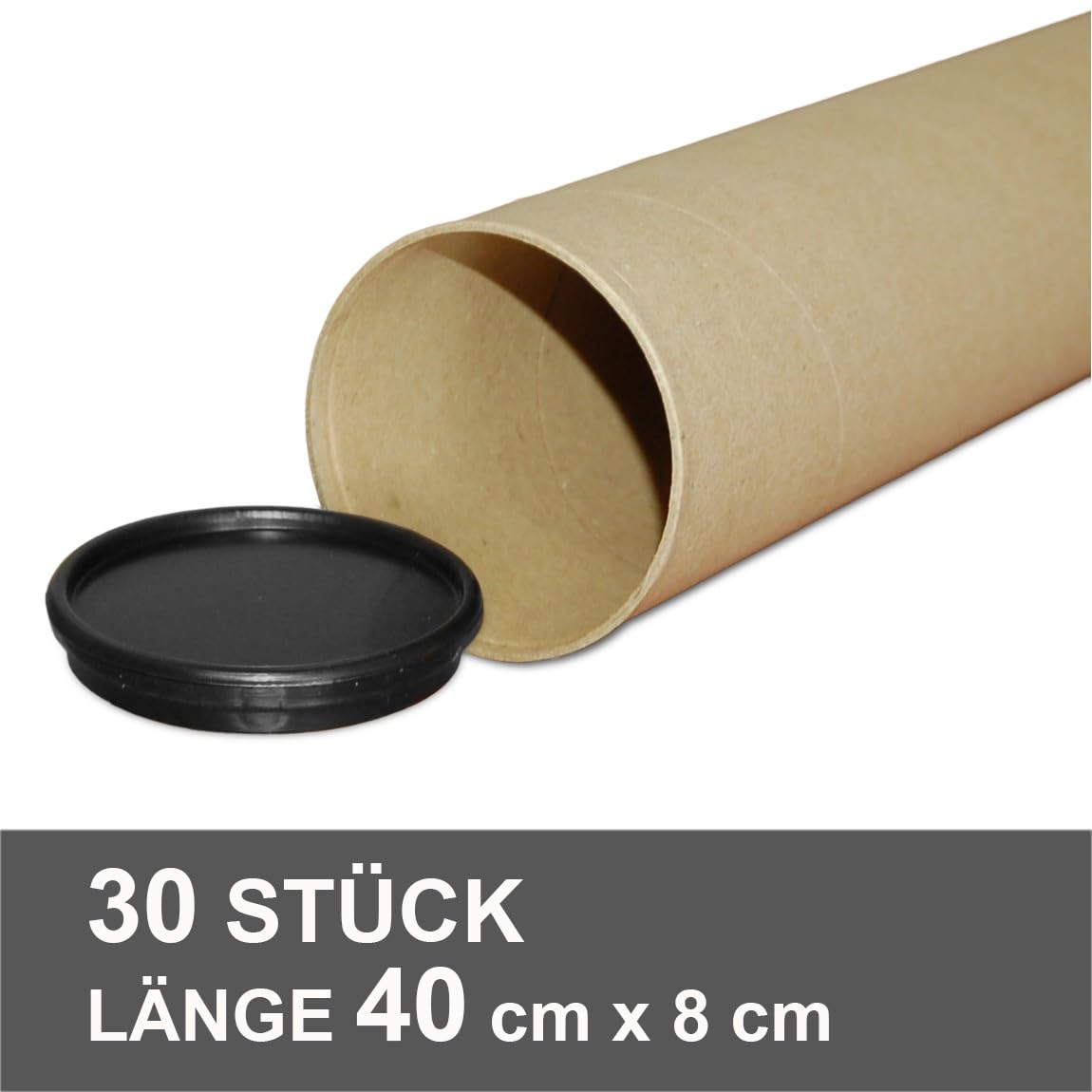 30 Versandhülsen 40 bis 100 cm Länge Durchmesser 8 cm Versandrolle Kartonhülse Papierhülse, Hartpapierhülse Papprolle Kartonrolle bis DIN A1+ (40 cm Länge)