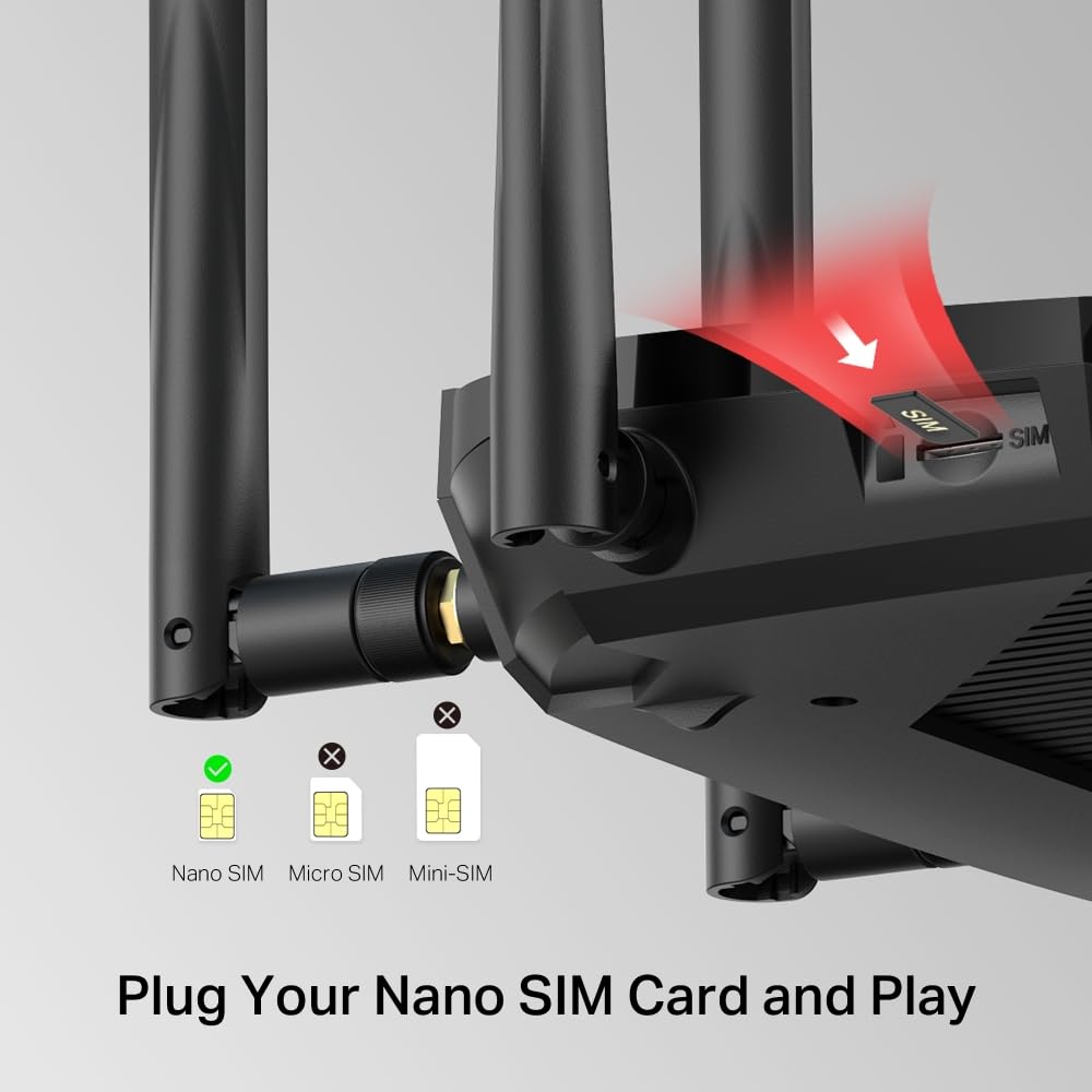 Mercusys Router MB235-4G LTE 4G, 4G+ Cat6 do 300 Mbps, obsługuje karty nano SIM, Dual-Band WLAN AC1200, porty Gigabit LAN/WAN, Plug and Play, EasyMesh