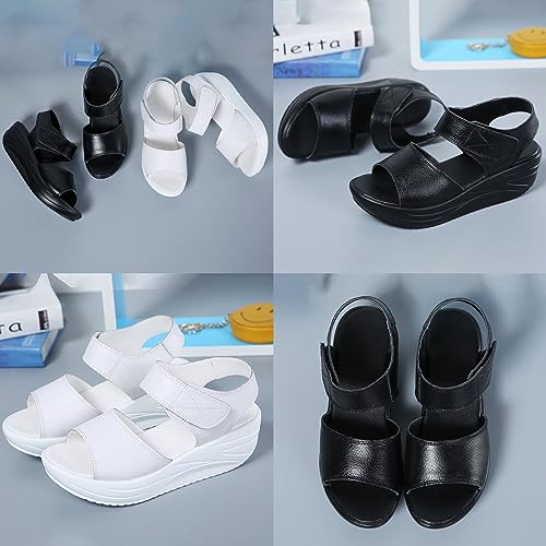 Women's Open Toe Platform Muffin Sandals,Causal Lightweight Comfy Adjustable Ankle Backstrap Orthotic Cushion Wedge Shoes3