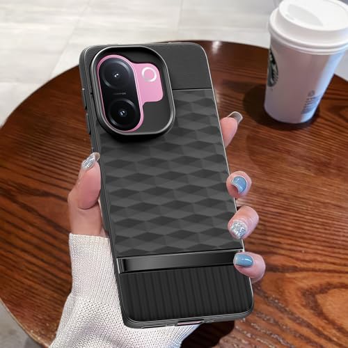 Image of Pikkme Back Cover for Vivo V60e 5G Camera Protection 3D Hexa Cube Design Silicone Protective Bumper Case (Black)