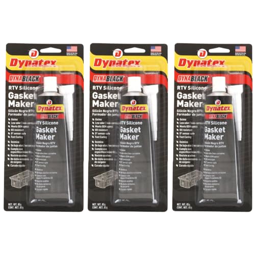 Image of Dynatex DynaBlack RTV Silicone Gasket Maker 85g Tube - 500F High Temperature, Sensor Safe, Low Odor, and Non-Corrosive Silicone Sealing Compound Made in the USA (3-Pack)