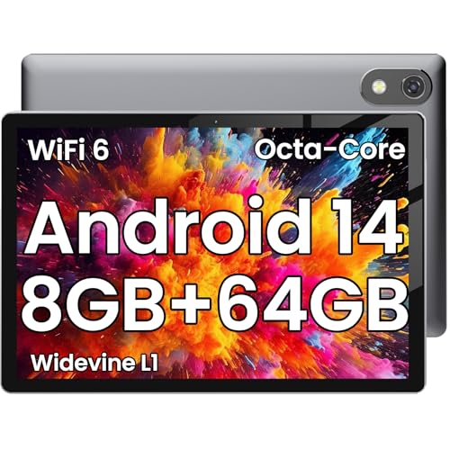 Image of Android Tablet, 2024 10.1 inch Tablet Android 14 Tablets, Octa-Core 8GB RAM 64GB ROM | 6000mAh Battery, 1024GB Expand |1080 * 800 HD IPS Touchscreen | 5G /2.4G WiFi 6 | Bluetooth 5.0 (Slive)