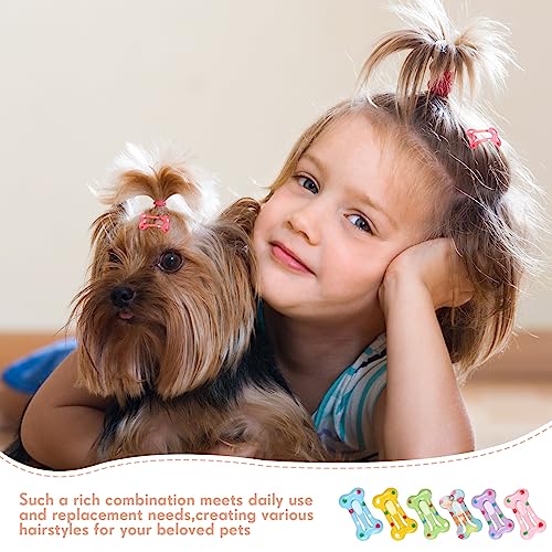 Syhood 50 Pieces Bone Shaped Hair Clips Multicolor Small Barrettes Dog Cat Puppy Accessories thumb #4
