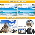 Video Camera Camcorder Full HD 1080P 30FPS 24.0 MP IR Night Vision Vlogging Camera Recorder 3.0 Inch IPS Screen 16X Zoom Camcorders Camera Remote Control with 2 Batteries - Image 2