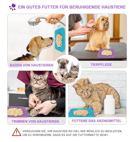 Leckmatte für Hunde und Katzen mit Saugnäpfen, langsames Füttern, Lecken für Angstzustände, Hundespielzeug, Fütterungsmatte für Butter, Joghurt, Erdnuss, Haustier-Badetrainingsmatte, 20 * 20cm