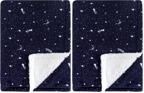 Image of Yoga Sprout Mink Blanket with Sherpa Backing, Moon (Pack of 2)