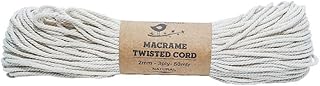 Little Birdie क्राफ्ट के लिए Macrame थ्रेड | कॉटन ट्विस्टेड कॉर्ड 2mm 3 प्लाई नेचुरल 50Mtr| क्राफ्ट के लिए कॉटन थ्रेड (1 रोल)