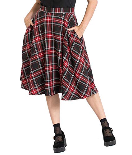 Hell Bunny Islay 50s Kariert Tartan Runder Rock - Rot, UK 22 (4XL)