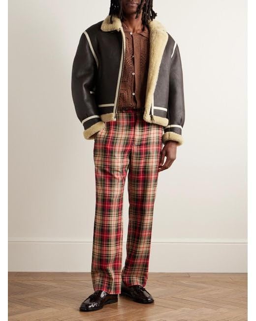 Blouson en cuir shearling marron style B3 aux finitions soignées - 2
