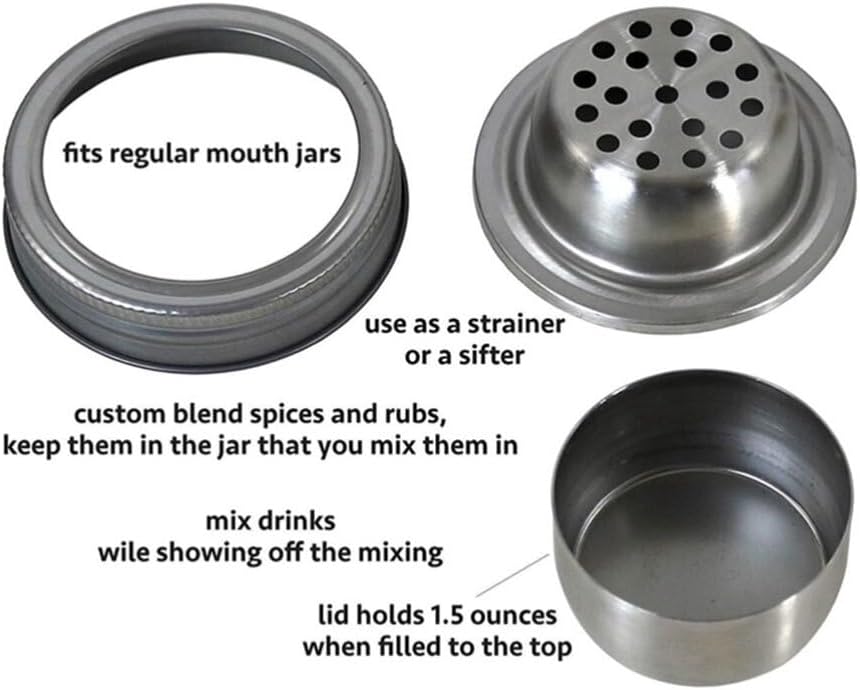 UPKOCH 10 Pack Jar Shaker Lids Stainless Steel Jar Shaker Tops for Cocktail Caps for Sugar Salt Peppers