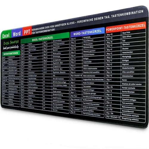 Sevenpers Mauspad XXL Excel Mauspad Deutsch 900x400 MM Großes rutschfest Gaming Mousepad - PC-Büro-Spreadsheet Schreibtischunterlage für Büro und Zuhause