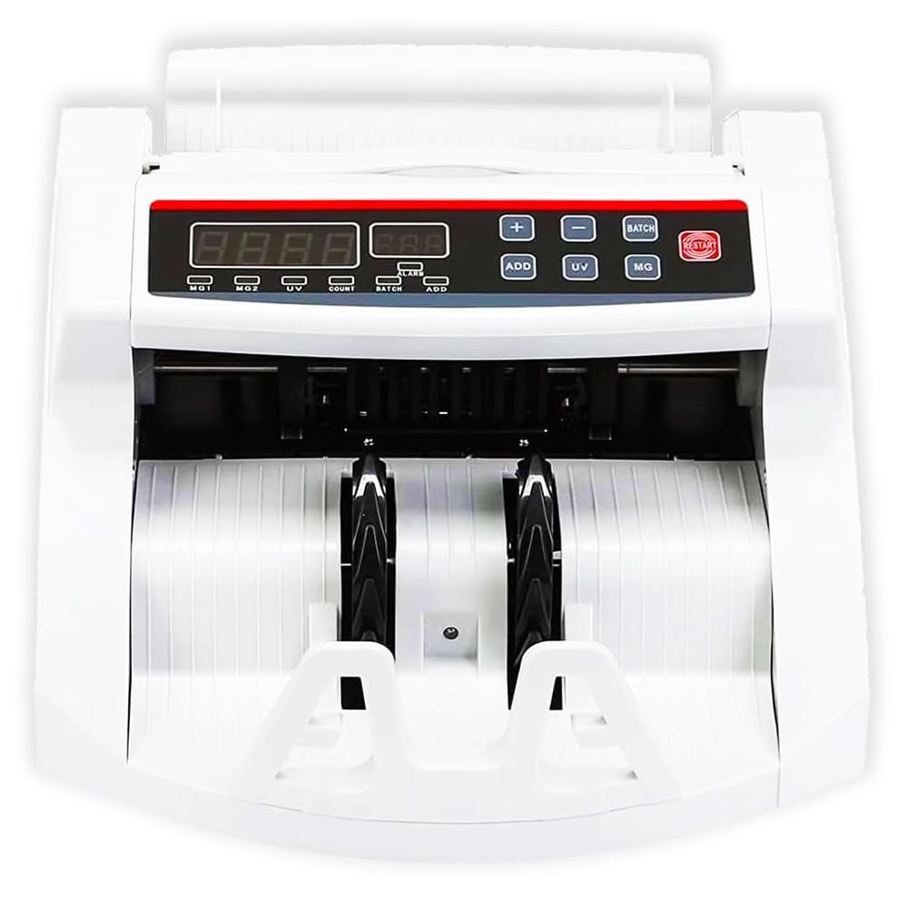Contador de billetes profesional con detector de billetes falsos y doble pantalla LED