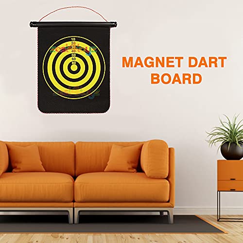 Image of Zest 4 Toyz 15 Inch Magnetic Dart Board for Kids and Adults Double Sided Dartboard Game with 6 Magnetic Darts Indoor Outdoor Target Game for Family Party and Gift