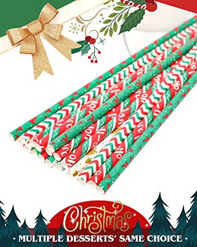10 Christmas Pattern Paper Straws For Drinking Christmas Disposable Straws 150Pcs Biodegradable Disposable Straws Bulk Qiqee #TOP4