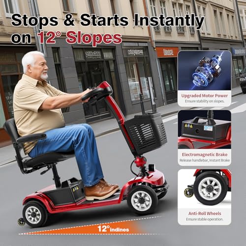 Image of 22-Mile Electric Mobility Scooter for Seniors - Easy to Operate | Foldable with Dual Removable Batteries, 420 lbs Heavy-Duty Capacity & 4-Wheel Stability, Lightweight Design