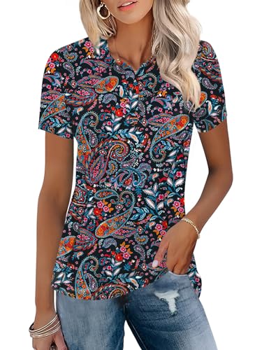 Image of TFSDOD Womens Golf Polo Shirts Collared Short Sleeve T Shirt Lightweight Moisture Wicking Polo Casual 3 Buttons Outfits