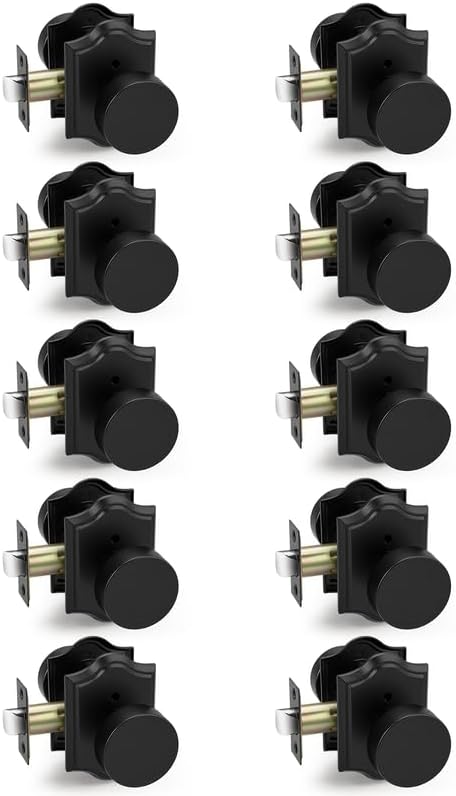Probrico Black Door Knobs Interior, Bathroom/Bedroom Door Locks, Privacy Door Knobs with Lock, Keyless Door Locksets, 10 Pack