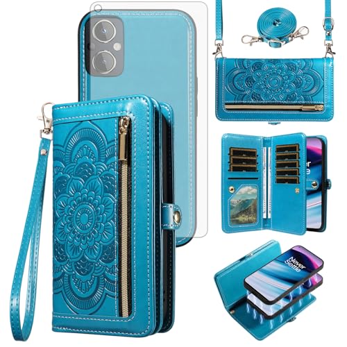 Coque OnePlus Nord N20 5G Asuwish avec portefeuille amovible et verre