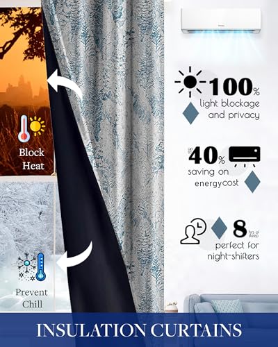 Image of Cloth Fusion Printed 100% Blackout Long Door Curtains 9 Feet Set of 2