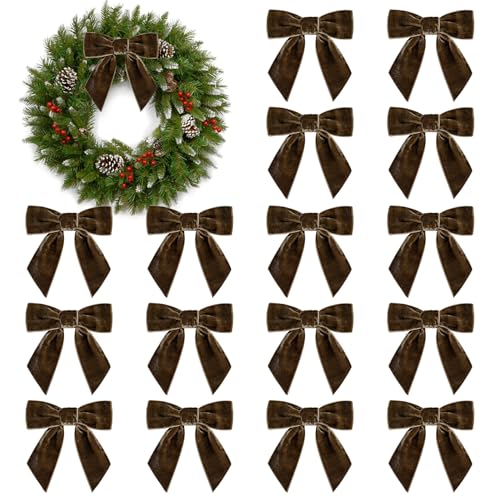 16 pezzi di fiocchi di velluto natalizi, 10,9 cm di fiocchi di nastro di velluto vintage per ghirlanda di albero di Natale, confezione regalo, fai da te, artigianato, decorazione per matrimonio