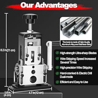 Trivd Frol Manual Wire Stripping Machine, Gauge Wire 0.06"-1", Scrapping Copper Wire Peeler Machine, Drill Powered/Hand Crank Dual-drive Wire Stripper Tool for Scrap Copper Recycling & DIY etc.