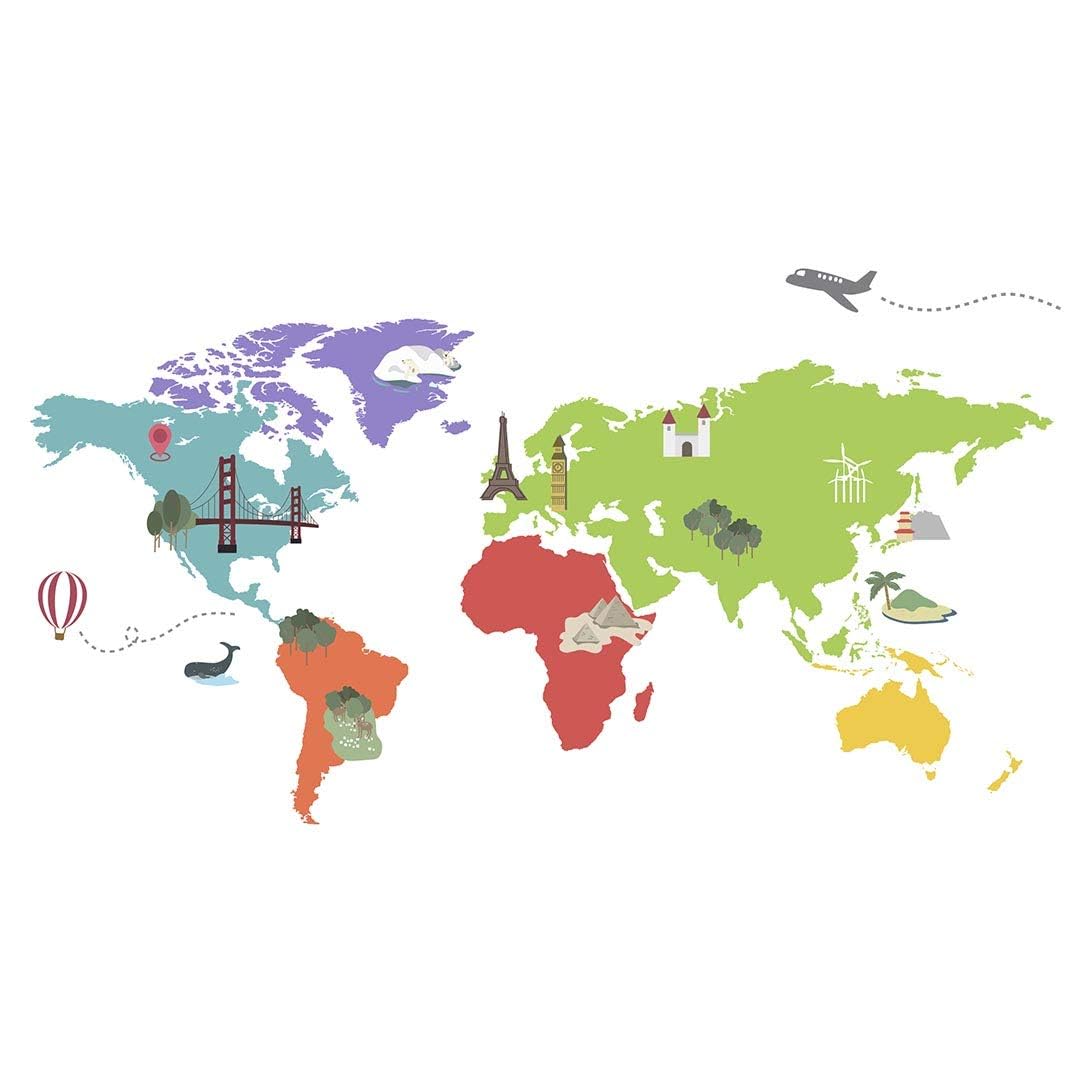 SG World Map Wall Sticker for Home Decor (PVC Vinyl, 90 cm X 60 cm, Multi), Maps (B0CLGN1CN3) Amazon Price History, Amazon Price Tracker