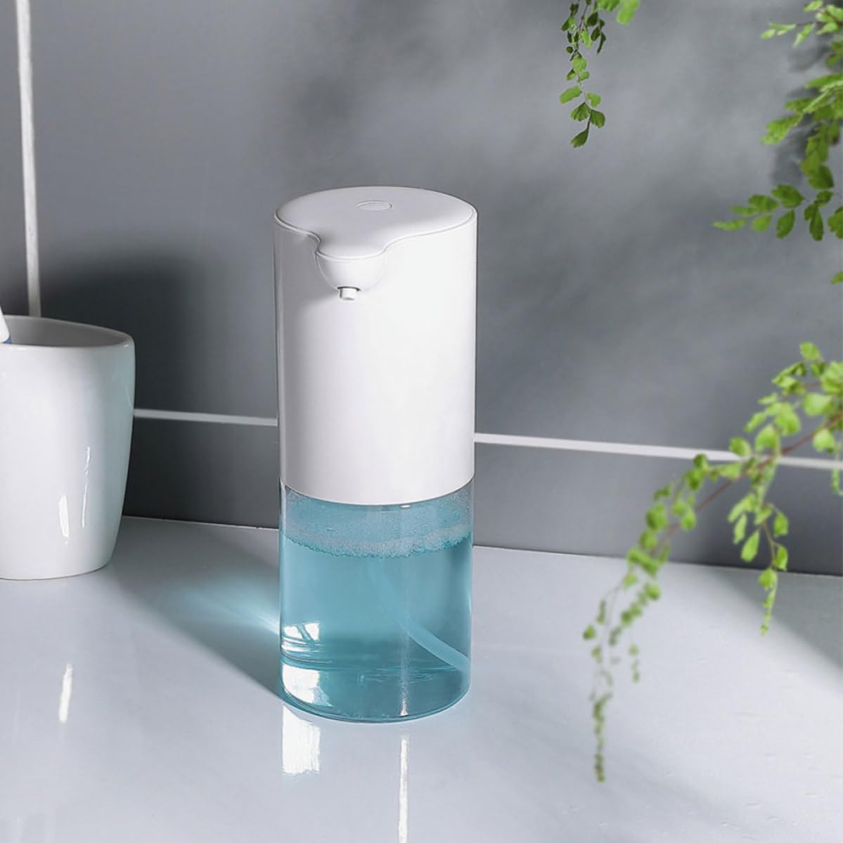 Dispensador Automático de Jabón Líquido Abs por Inducción Infrarroja 320ml Blanco, sin Contacto, sin Batería, para Baño y Aseo de Oficina
