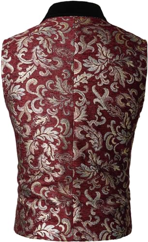 Darkrock Prime Quality Gothic Men’s Wine red Color Victorian Double Breasted Vest Gothic Steampunk Waistcoat/USA2