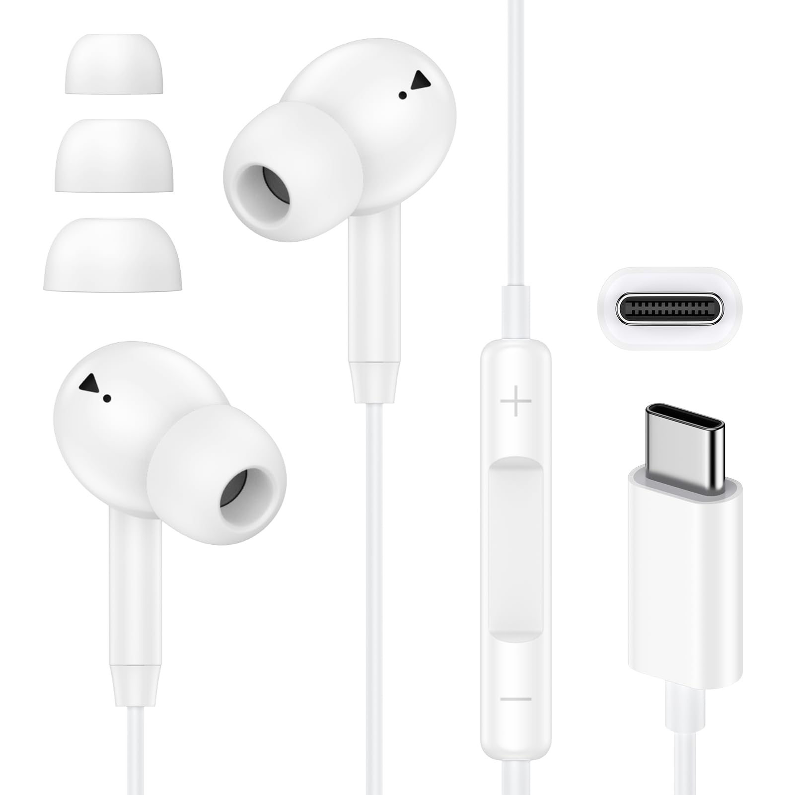 Wired Earbuds USB C Headphones for iPhone 16 17 Type C Corded Headphones Earbuds with Microphone Noise Cancelling