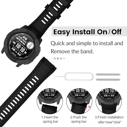 MYSNBKN 26mm Watch Strap for Garmin Instinct 2X/Instinct 2X Solar, Tactical Soft Silicone Replacement Strap with Adapter Tools - Image 2