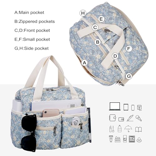 Bolso Tote Floral de Algodón Acolchado para Mujer 2 Piezas miniatura 3
