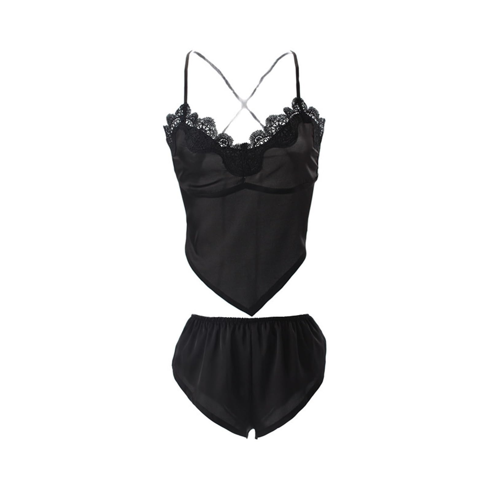 Damska bielizna w stylu brzucha Seksowna piżama Bielizna Paski Kawaii Bielizna Seksowna bielizna damska Bielizna damska(Black)