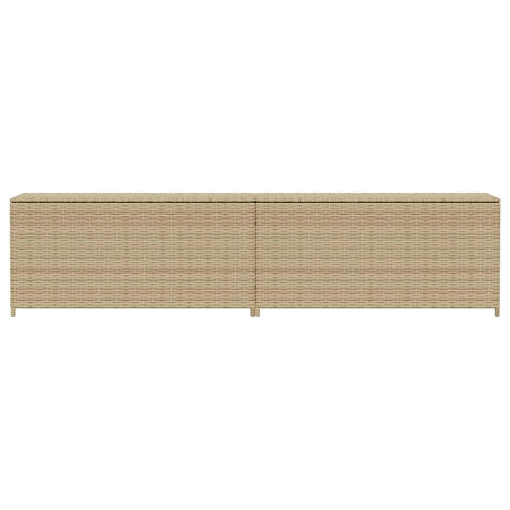 Baule da giardino beige 469L in polyrattan con borsa interna impermeabile, telaio in acciaio verniciato a polvere, resistente ai raggi UV, 200 x 50 x 58 cm, contenitore per giardino, terrazza