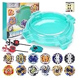 COCOFOX Burst Set, 12 Battling Tops 3 Right-Spin Launcher and 1 Stadium, Toys for 6 Year Old Boys & Girls & Up (Amazon Exclusive) Green