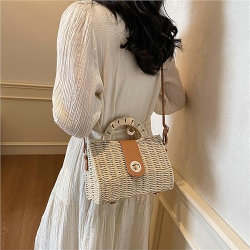 Small Cute Beach Bags for Women Straw Purses for Women Summer Purse Vacation Handbags Crossbody Bags Shoulder Bag(Coffee)3