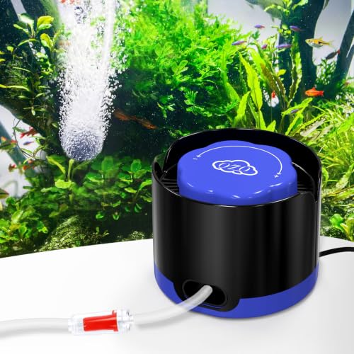 Image of QZQ Aquarium Air Pump, Quiet Fish Tank Air Pump with Single Outlet, Powerful Adjustable Oxygen Pump with Accessories, Aquarium Bubbler Aerator for Fish Tank up to 20 Gallon (2W)