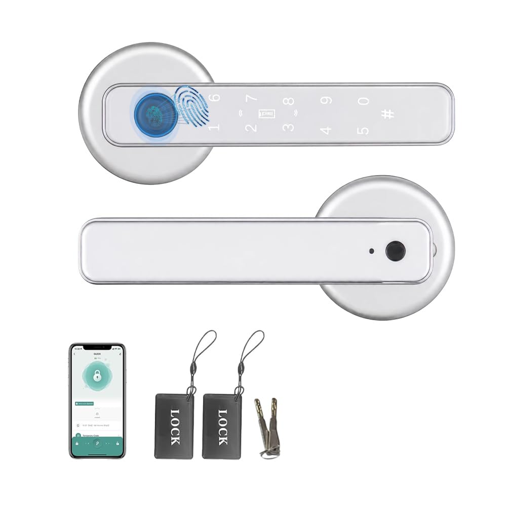 Joyzan Finger Print Door Handle, 5 in 1 Smart Door Lock, Automatic Padlock