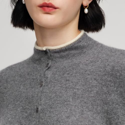 Image of GOELIA Pure Cashmere Wool Cardigans Womens Sweaters Trendy Long Sleeve Button Down Cozy Loose Fit Knit Going Out Tops