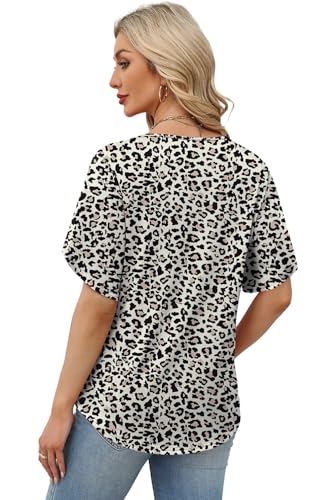 Image of WIHOLL Womens Summer Tops Short Petal Sleeve Shirts Fashion V Neck Womens Clothing