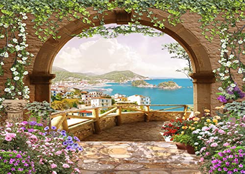 Telón de Fondo BELECO 7x5ft Jardín Mediterráneo miniatura 2