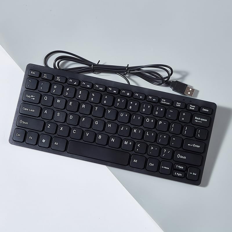 Mini Wired Keyboard USB Multimedia Laptop 78 Key Ultra-Thin Keyboard Black
