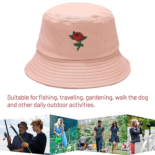 Image of Cotton Bucket Hat for Women Men Summer Travel Sun Beach Bucket Cap, Unisex Outdoor Fisherman Hat