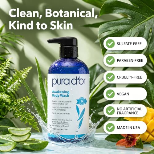 PURA D'OR Awakening Moisturizing Body Wash with Aloe Vera, 16oz - image 5