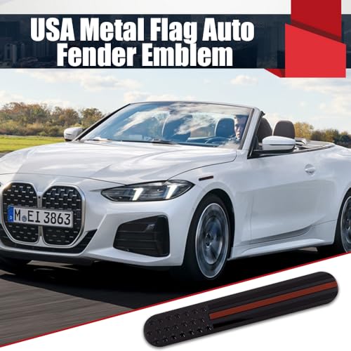 Image of 2PCS USA American Metal Flag Auto Fender Emblem, American Flag Decal, 6 inchx1 inchMetal American Flag Emblem Stickers, Universal Car Accessories 3D Adhesive Sport Badge for Car SUV Truck (Red)