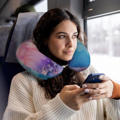 Almohada de viaje de espuma viscoelástica azul miniatura 5