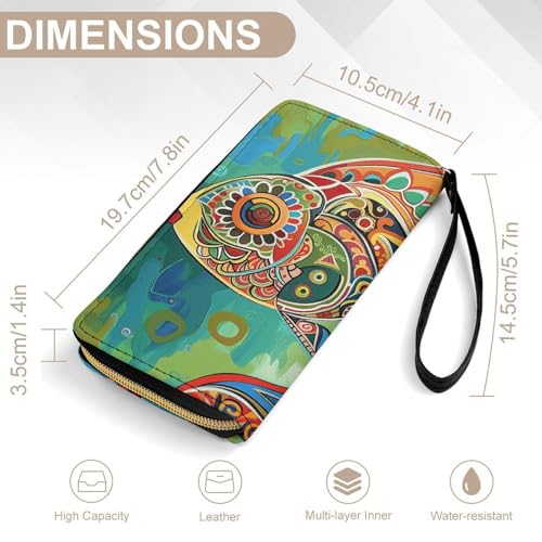 Womens Leather Wallets With Colorful Fish Wallet for Women Large Capacity Card Phone Holder Ladies Purse with Wriststrap2