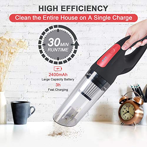 URAQT Kabellos Handstaubsauger, 5000PA Beutelloser Handsauger, Handstaubsauger Akku Testsieger, 120W, 2500mAh Litium… - Image 5