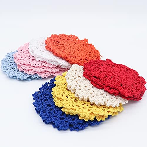 24 Pieces Handmade Crochet Small Petal Tablecloth Table mat, Kitchen Coaster placemat Tablecloth Round lace Glass Dish Table mat 4.7 inches