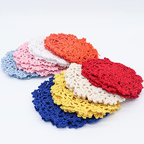 24 Pieces Handmade Crochet Small Petal Tablecloth Table Mat, Kitchen Coaster Placemat Tablecloth Round Lace Glass Dish Table Mat 4.7 Inches #TOP5